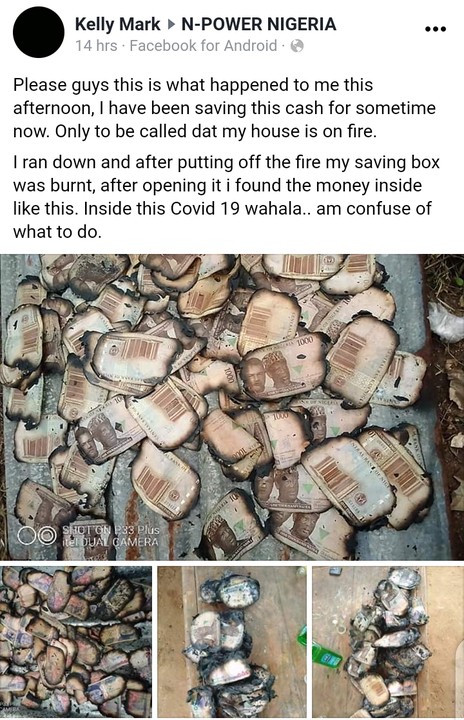 Man loses money in his saving box to fire (Photos) 