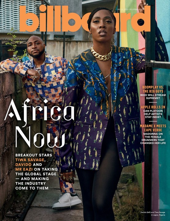 Billboard features Davido, Tiwa Savage and Mr Eazi on its cover (Photos)