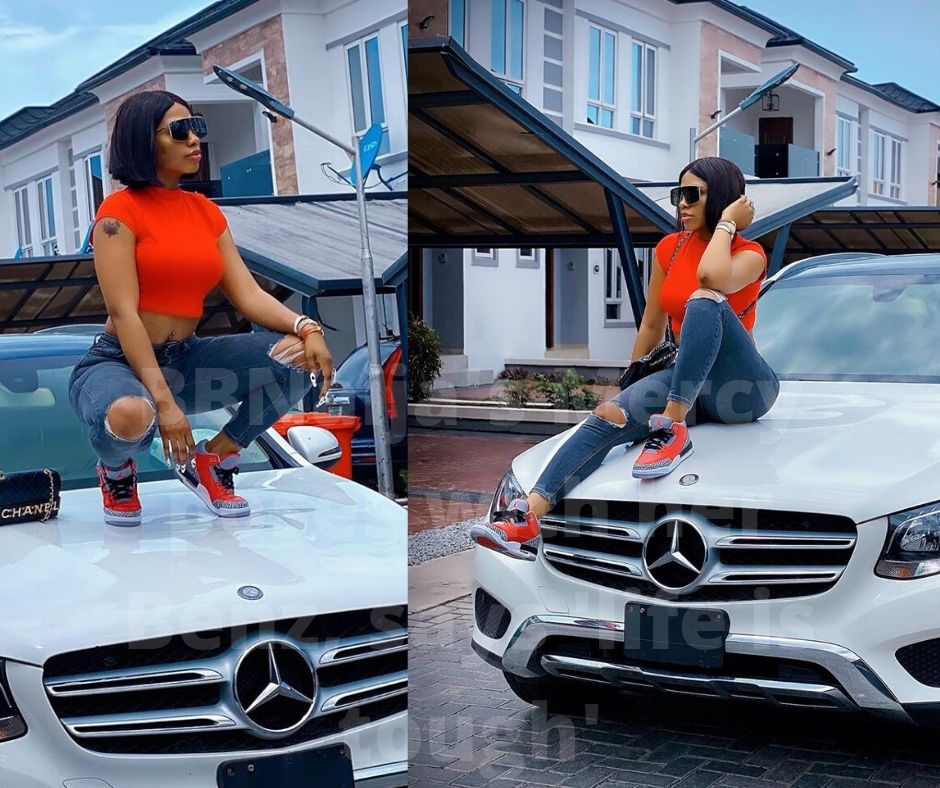 BBNaija's Mercy poses with her Benz, says 'life is tough'