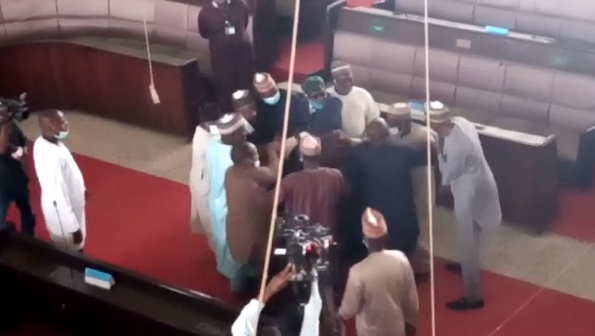 Assembly members fight over mace in Kaduna after impeaching Deputy Speaker (video)