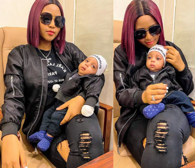 Regina Daniels and her son, Munir in new photos