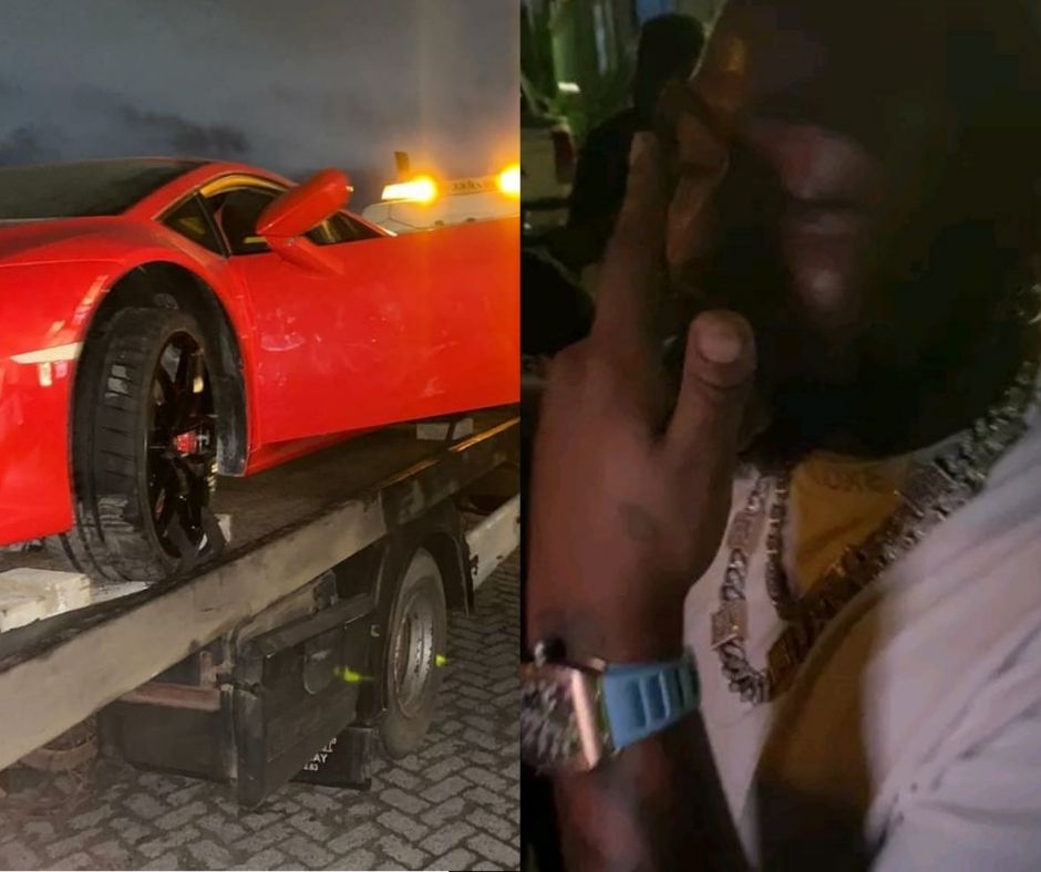 Davido's new Lamborghini arrives his Banana Island home