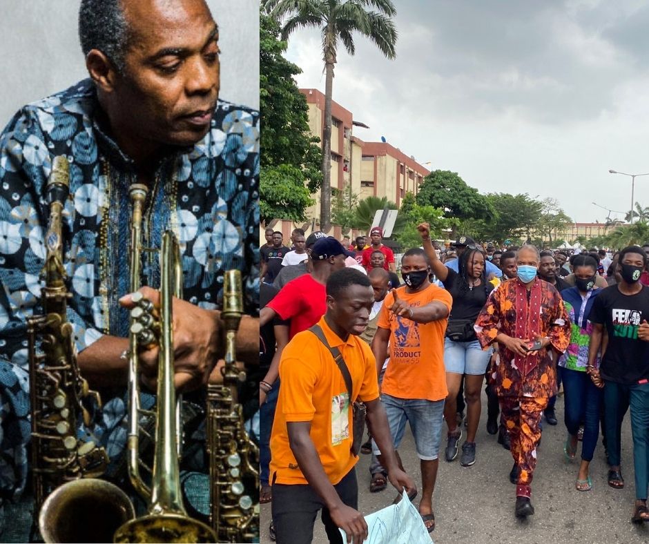 Femi Kuti joins #EndSARS protesters in Lagos