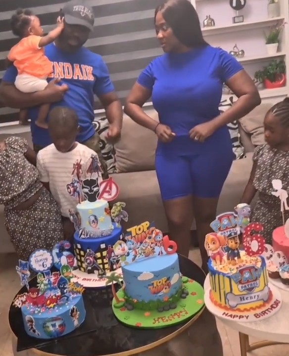 Mercy Johnson celebrates son’s 6th birthday with 5 cakes (Photos)