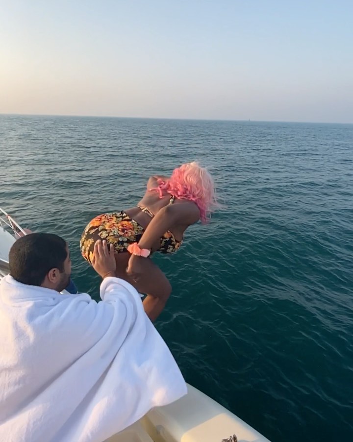 Moment DJ Cuppy dived into a sea in Dubai (Video)