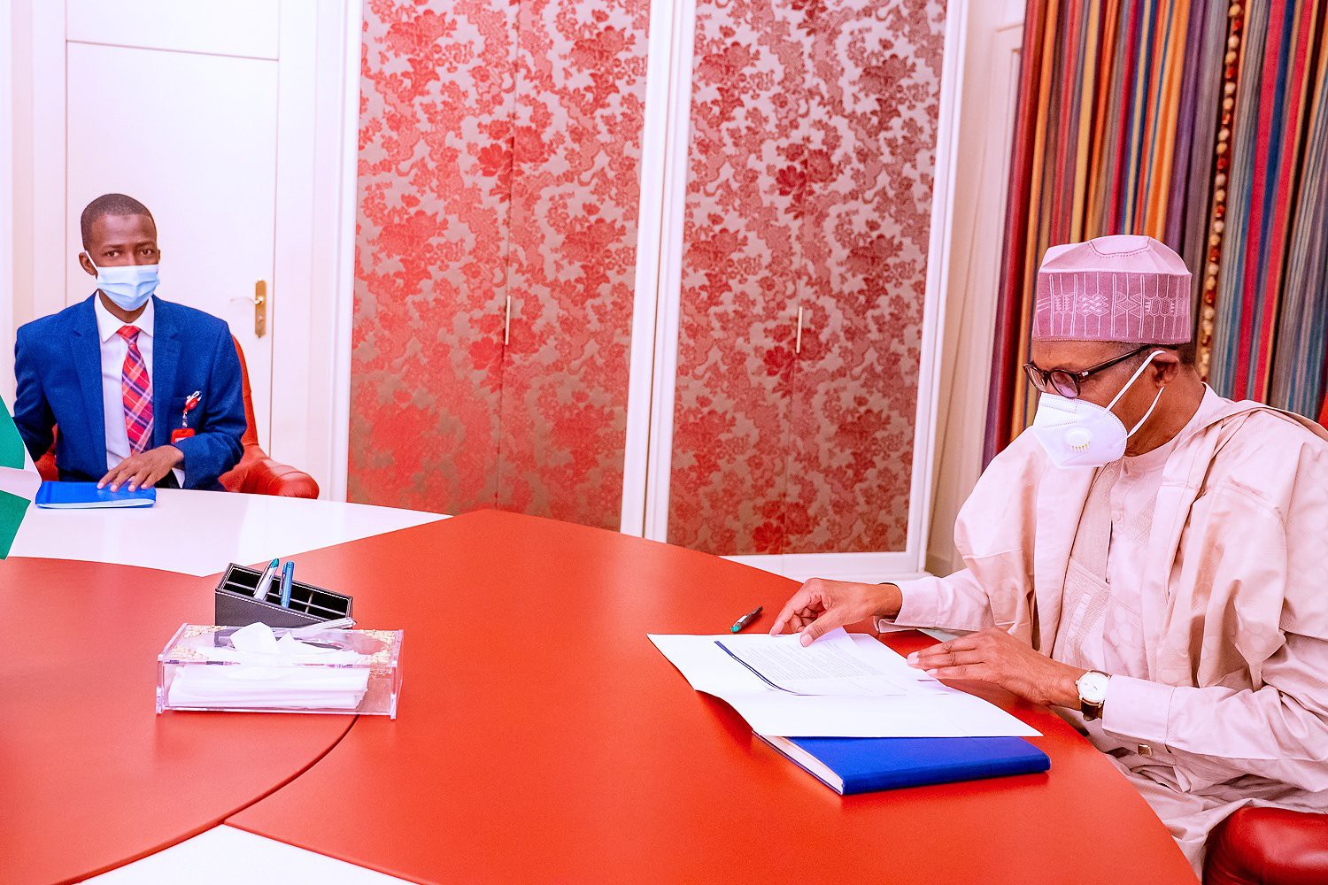 Buhari meets new EFCC Chairman, Bawa, at Aso Villa