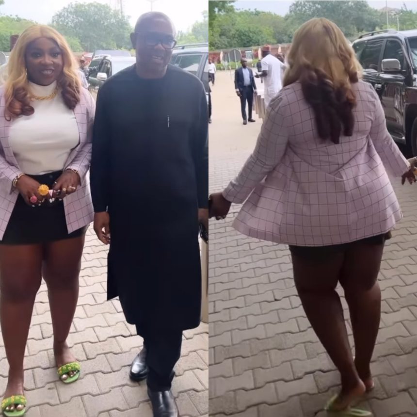 Nigerians slam actress for wearing short skirt to meet Peter Obi